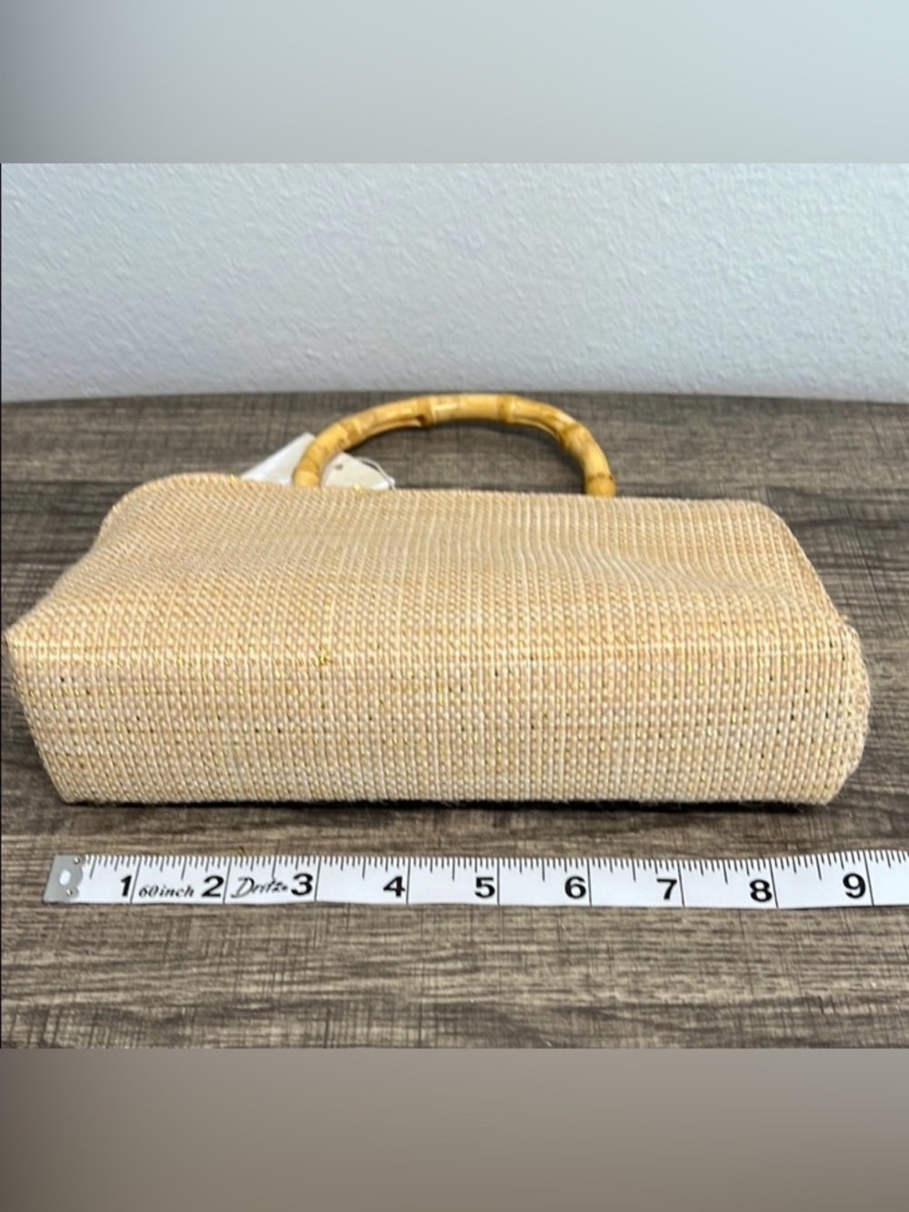 Tommy Bahama Beige Woven Clutch with Bamboo Handle - Picture 5 of 6